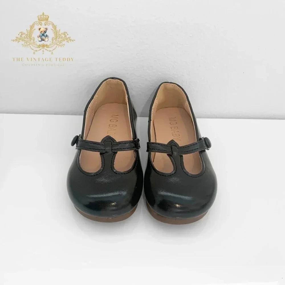 NWT Pretty Girls Mary Jane Flats Vintage Style Cute Children's Shoes Black 5.5